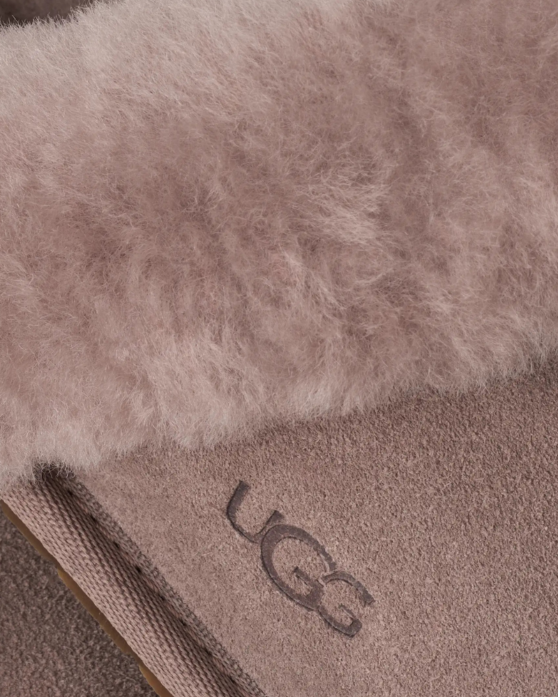 UGG Scuffette II Caribou Suede Slipper with Fur Trim
