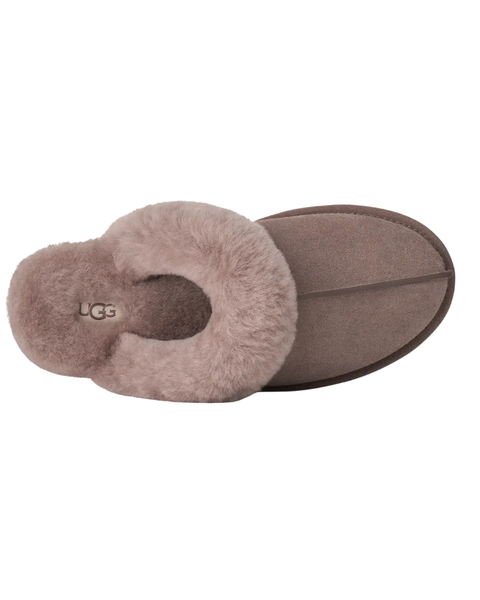 UGG Caribou Scuffette II Caribou Suede Slipper with Fur Trim