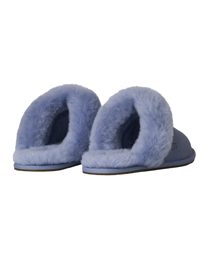 UGG Scuffette II Stormy Blue Suede Slipper with Fur Trim