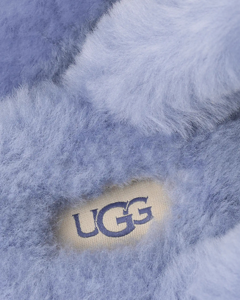 UGG Scuffette II Stormy Blue Suede Slipper with Fur Trim