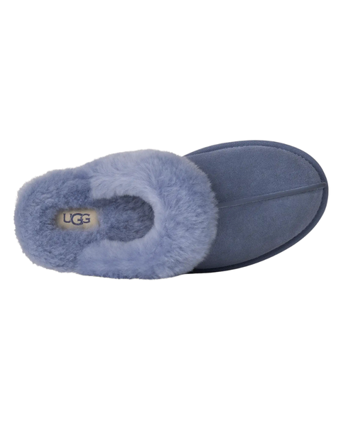 UGG Stormy Blue Scuffette II Suede Slipper with Fur Trim