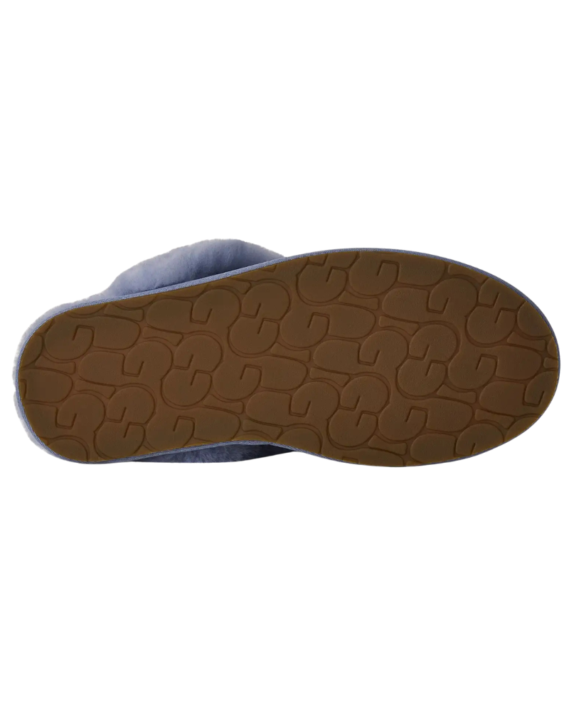 UGG Stormy Blue Scuffette II Suede Slipper with Fur Trim