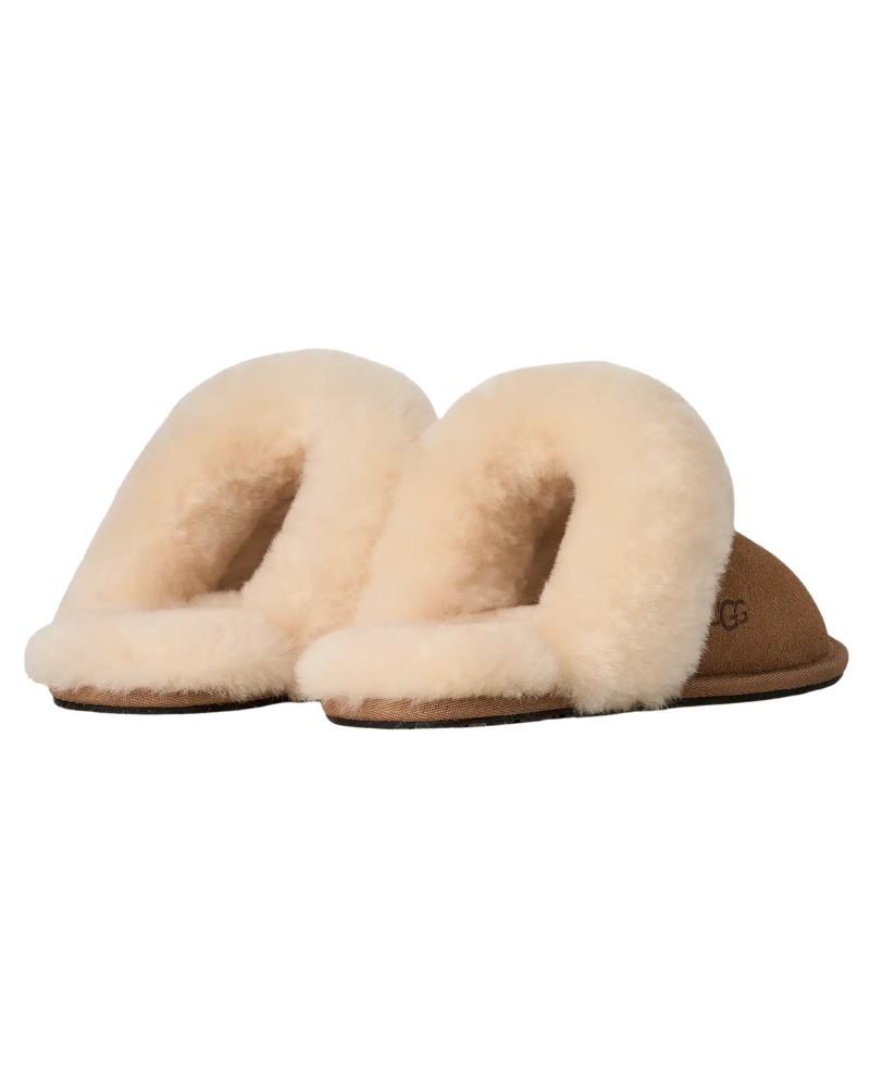 UGG Chestnut Scuffette II Suede Slipper with Fur Trim