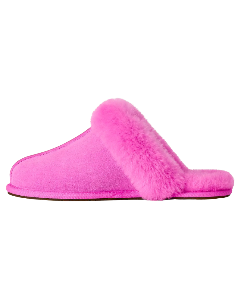 UGG Scuffette II Bright Fuchsia Suede Slipper with Fur Trim