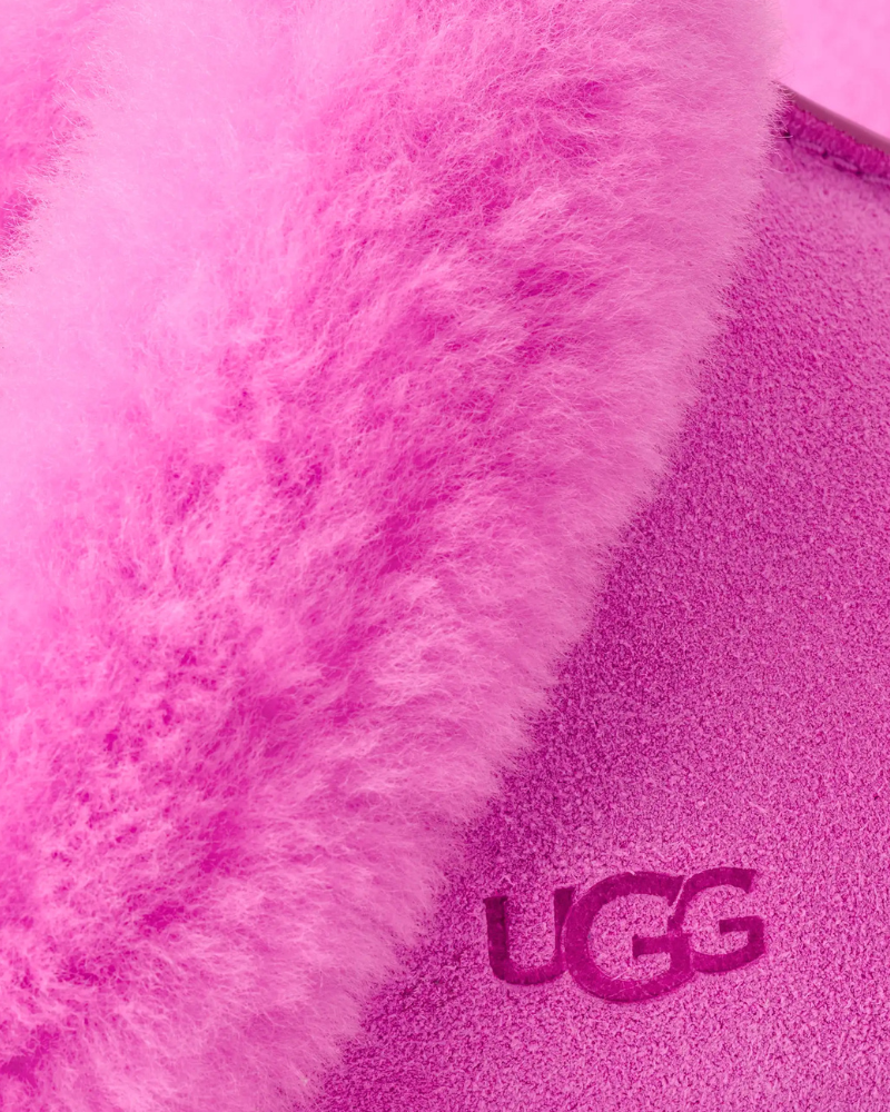 UGG Scuffette II Bright Fuchsia Suede Slipper with Fur Trim