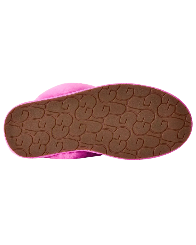 UGG Scuffette II Bright Fuchsia Suede Slipper with Fur Trim