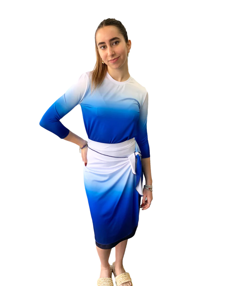 Undercover Waterwear R24-WRAP-BO Blue Ombre Wrap Swim Skirt MYSELFLINGERIE.COM
