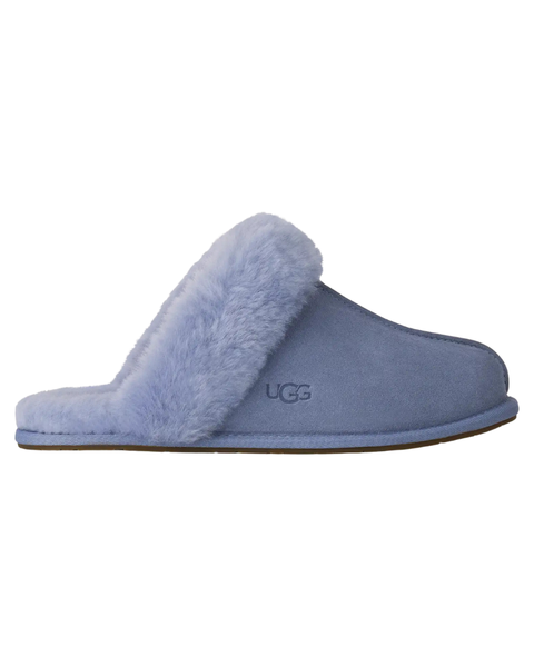 UGG Stormy Blue Scuffette II Suede Slipper with Fur Trim