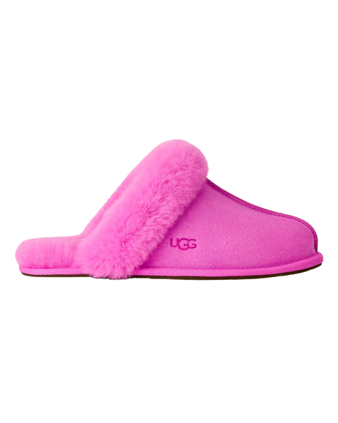 UGG Bright Fuchsia Scuffette II Suede Slipper with Fur Trim