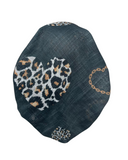 TYED Grey Leopard Heart Adjustable Pre-tied Bandanna with Velvet Grip