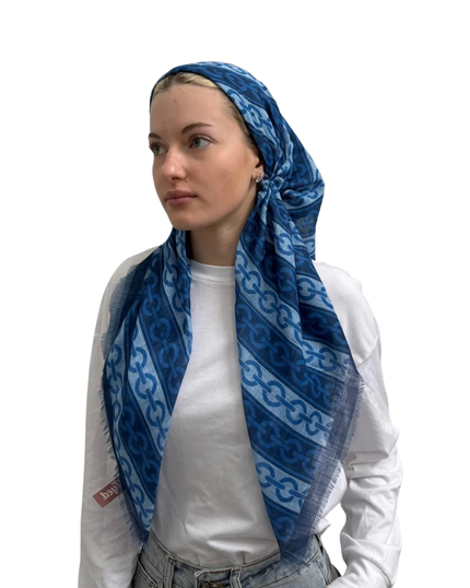 TYED Denim Chains Adjustable Pre-tied Bandanna with Velvet Grip