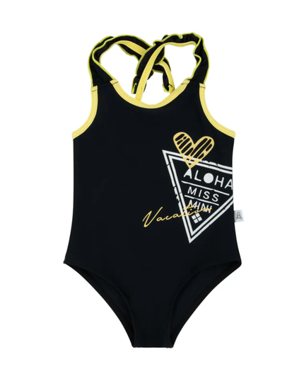 Miss Mini Black with Yellow Trim Postcard Swimsuit Myselflingerie.com