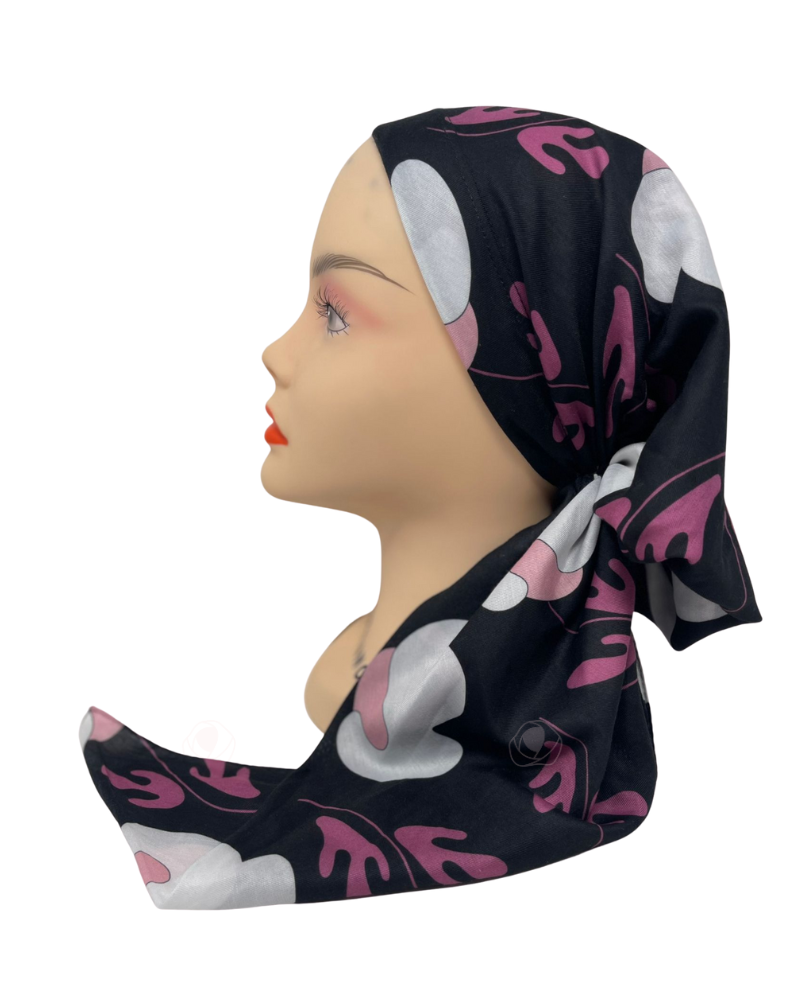 It's Younique Pink Floral Art Pre-Tied Bandanna with Velvet Grip