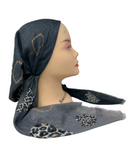 TYED Grey Leopard Heart Adjustable Pre-tied Bandanna with Velvet Grip