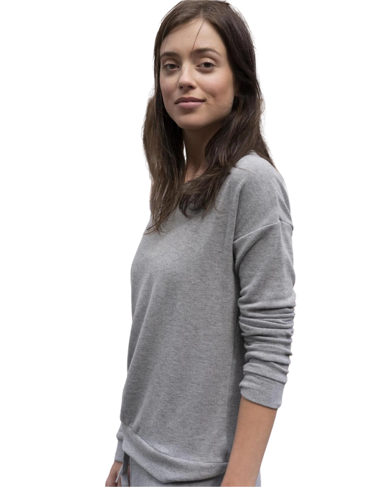 Aspen Dream Heather Grey Cozy Crew Neck Top & Joggers Pajamas Set