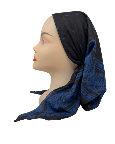 Ahead Cobalt Black Legacy Versatile Short Tails Adjustable Open Back Pre-Tied Bandanna
