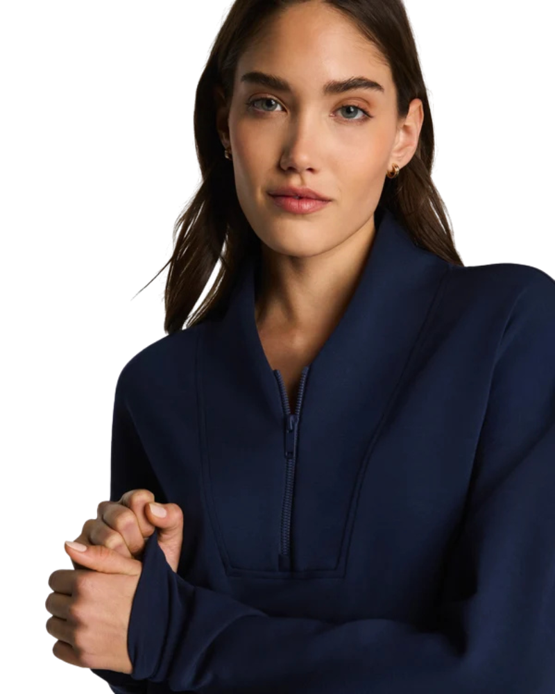 Spanx Timeless Navy AirEssentials Shawl Collar Half Zip