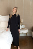 Mon Loungewear CBMLSN Black Button Down Long Sleeve Modal Nightgown Myselflingerie.com