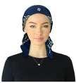 Cherie HB-168NYGN Navy/Green Short Tails Pre-Tied Bandanna Myselflingerie.com