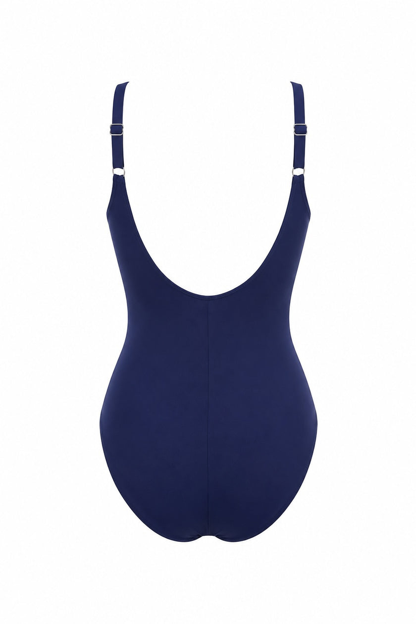 Gottex Navy Lattice Square Neck Swimsuit Myselflingerie.com