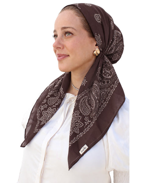 Paisley Chocolate Classic Pre-Tied with Velvet Grip and Short Tails