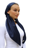 Scarf Bar Navy Velour Classic Pre-Tied Bandanna with Velvet Grip Myselflingerie.com