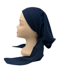 BULNY Navy Ribbed Knit Unlined Pre-Tied Bandanna