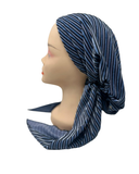 BL894 Blue/Black Velvet Ribbed Lined Pre-Tied Bandanna