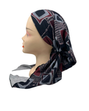 BUL853 Burgundy/Black Geo Unlined Pre-Tied Bandanna