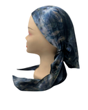 Triple Up Blue/Black Tie Dye Unlined Pre-Tied Bandanna