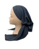 Triple Up Grey Ribbed Knit Unlined Pre-Tied Bandanna