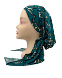 Triple Up BUL855 Teal/Grey Abstract Leopard Unlined Pre-Tied Bandanna Myselflingerie.com