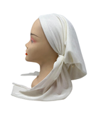 Triple Up White Velvet Ribbed Lined Pre-Tied Bandanna