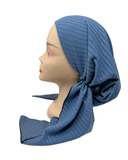 BULLB Light Blue Ribbed Knit Unlined Pre-Tied Bandanna