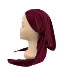 Triple Up Solid Burgundy Velvet Unlined Pre-Tied Bandanna