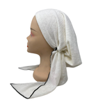 BL840 White Woven Design Lined Pre-Tied Bandanna