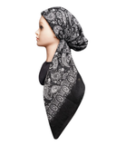 Revaz HS538A/W Black and White Paisley Adjustable Pre-Tied Bandanna with Velvet Grip Myselflingerie.com