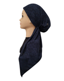 Revaz Navy Fendi Stretch Adjustable Pre-Tied Bandanna with Velvet Grip