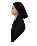 HS553A Black Raised Ribbed Stretch Adjustable Pre-Tied Bandanna with Velvet Grip