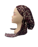 Triple Up Burgundy/Beige Abstract Leopard Unlined Pre-Tied Bandanna