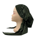 BL895 Olive/Black Velvet Ribbed Lined Pre-Tied Bandanna