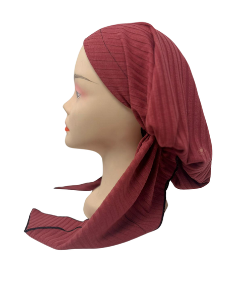 Triple Up BUL791 Mauve Ribbed Unlined Pre-Tied Bandanna Myselflingerie.com