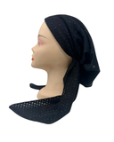 Triple Up Black Knit Lurex Lined Pre-Tied Bandanna