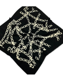 Revaz Black/White Chain Adjustable Pre-Tied Bandanna with Velvet Grip