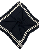 HS567A/W Black/White Stripe Border Adjustable Pre-Tied Bandanna with Velvet Grip