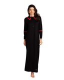 Ellwi 1106 Mock Collar Black Button Down Cotton Nightgown Myselflingerie.com