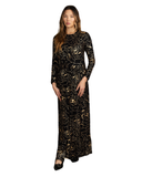 Ellwi 1101 Gold Printed Black Cotton Nursing Nightgown Myselflingerie.com