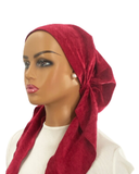 IT2396-25 Magenta Melange Velvet Israeli Style Long Tails Pre-Tied Bandanna