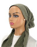 IT2383-25 Sage Rippled Israeli Style Long Tails Pre-Tied Bandanna