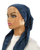 Ahead Dark Denim Modern Rustic Israeli Style Long Tails Pre-Tied Bandanna